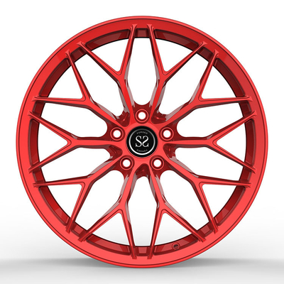 Red Spokes Monoblock 1 Piece Forged Wheels Untuk Velg Aluminium Alloy Mobil Mewah