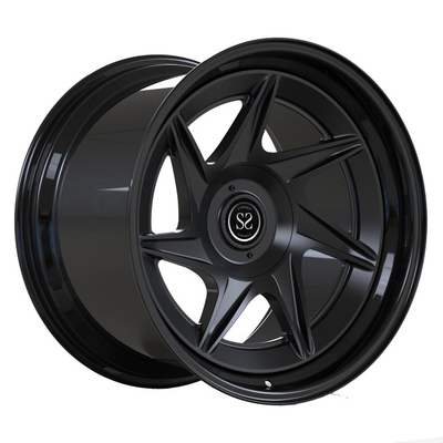 19inch 2 PC Forged Rotational Wheels Matte Black Disc Gloss Black Lip Untuk Porsche Mewah