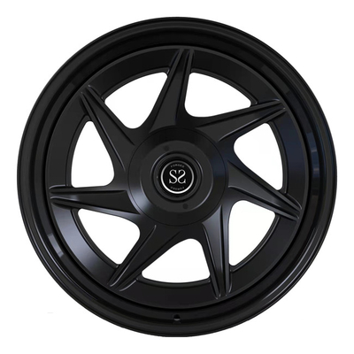 19inch 2 PC Forged Rotational Wheels Matte Black Disc Gloss Black Lip Untuk Porsche Mewah