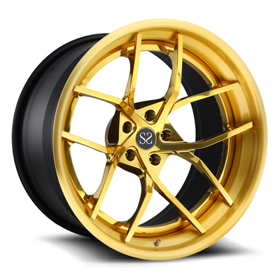 Staggered 19x10 19x12 Polish Forged Rims Untuk Ford Mustang / Yellow Alloy Rims 19&quot;