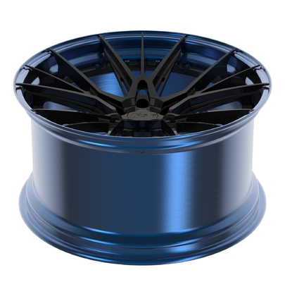 21 Inch 2Piece Ditempa Aluminium Paduan Roda Dipoles Biru Lip Gloss Hitam Disc