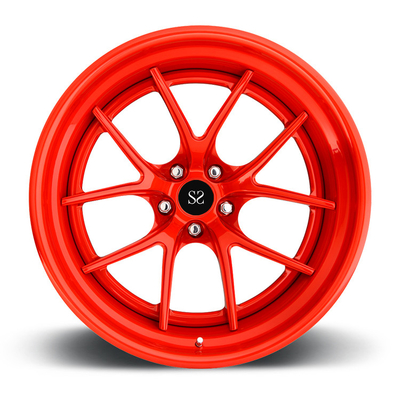 Roda Custom Alloy Dipalsukan Mesin Merah Wajah 5x114.3 Untuk 488 GTB Rims 18 19 20 21 22Inch 2-PC