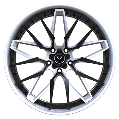20 Inch Depan 21 Inch Belakang Terhuyung 2 Piece Barel Hitam Dan Perak Aluminium Alloy Wheel Untuk Chevrolet Corvette C8