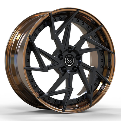 Velg Alloy 2 Piece Forged Wheels Black Disc Polished Bronze A3 19 Inch Tuning