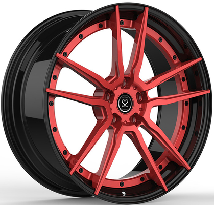 Cocok untuk BMW Z4 Staggered 19 20 inches Merah + Hitam Gloss 2-PC Ditempa Aluminium Alloy Wheels