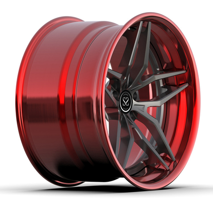 Terhuyung 3 Piece Forged Grey Red Wheels Untuk Velg Super Cekung Mobil Paduan 20 inci