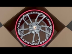 Pelek Tempa Custom Merah dan Abu-abu Disc 1-PC Forged untuk Porsche