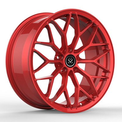 Red Spokes Monoblock 1 Piece Forged Wheels Untuk Velg Aluminium Alloy Mobil Mewah
