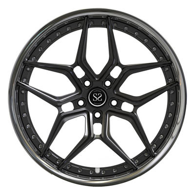 21 inch 2 Piece Forged Wheels Aluminium Dipoles Bibir Jari-jari Abu-abu Gelap untuk Pelek Mobil Audi RS6