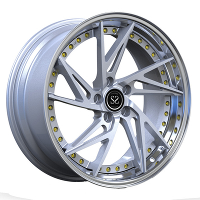 Silver Spoke 19inch 2 Piece Forged Wheels Discs Polished Lip Untuk Pelek Mobil Volkswagen T5