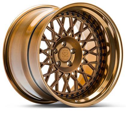 A6061 Aluminium Forged Wheels 2 Piece In High Gloss Polished Bronze Untuk Mobil Mewah