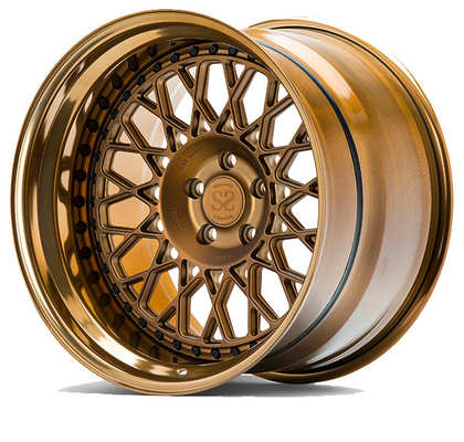 A6061 Aluminium Forged Wheels 2 Piece In High Gloss Polished Bronze Untuk Mobil Mewah