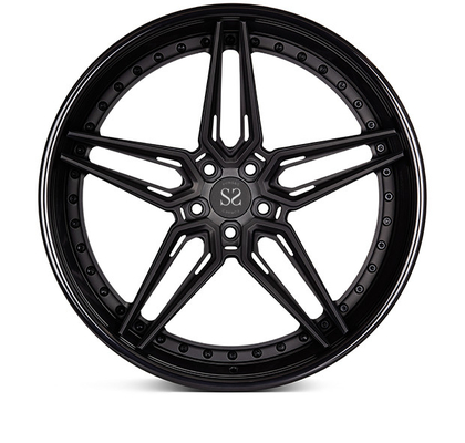 A6061 Aluminium 2 Piece Forged Wheels Gloss Black Untuk Mobil Mewah