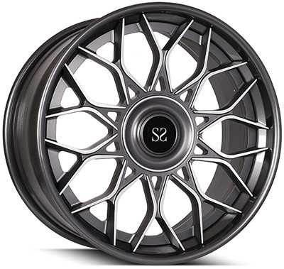 Grey Machined Face 3PC Forged Wheels Custom 22inch Rims Untuk Tesla Model 90mm