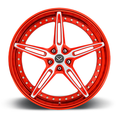 Pelek Paduan Merah 2-PC yang Disesuaikan Untuk Ferrari / Pelek 22&quot; Pelek Mobil Paduan 5x114.3