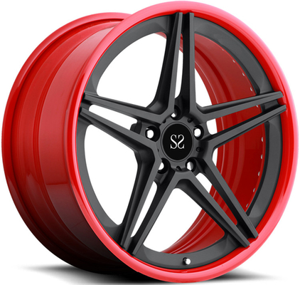 21inch 9.5J Pelek Paduan 2-PC Disesuaikan Untuk Ferrari 458 Speciale Red Gloss Black Forged Wheels