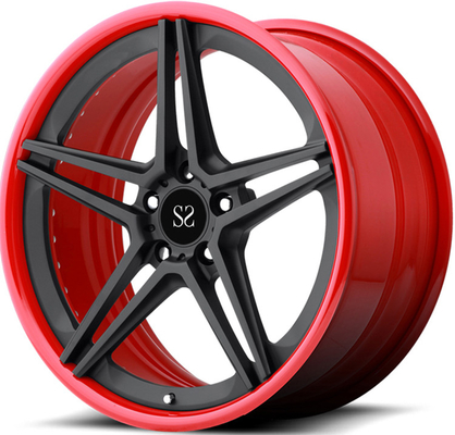 21inch 9.5J Pelek Paduan 2-PC Disesuaikan Untuk Ferrari 458 Speciale Red Gloss Black Forged Wheels