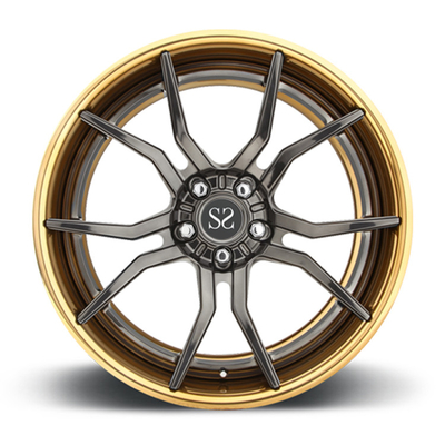 SAE J2530 114.3mm Pcd 2 Piece Forged Wheels Untuk Ford Mustang GT500 terhuyung-huyung 19 dan 21 inci