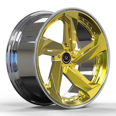 22x10 Gold Disc Dipoles Rim Untuk Audi Sq5 2 Piece Forged Aluminium Alloy Wheels
