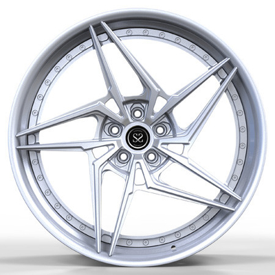 Aluminium Alloy 2-Piece Forged Wheels Velg Hyper Silver Center Multi Spoke GTB Car Wheels