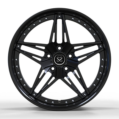 5x120.65 Gloss Black 2 Piece Forged Wheels Velg Aluminium Alloy 22 Inches