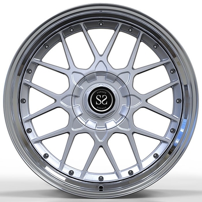 A6061 Aluminium Forged Wheels 2 Piece In Sliver High Gloss Dipoles Untuk Mobil GT yang Disesuaikan