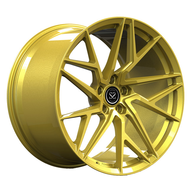 Monoblock 1 Piece PC Forged Wheels 20 Inch Staggered Gold Spoke Disc