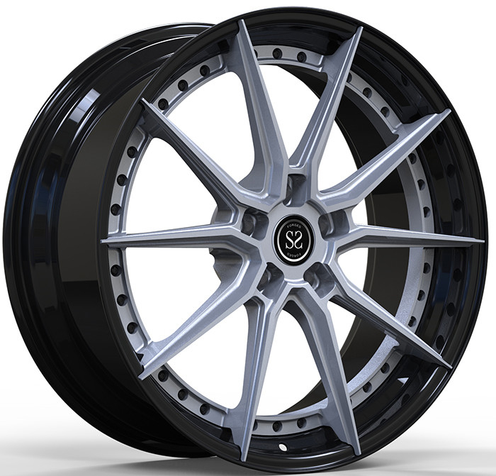 Machined Face 2 PC Gloss Black Forged Alloy Wheels Sputtering Terhuyung 20 dan 21 inci