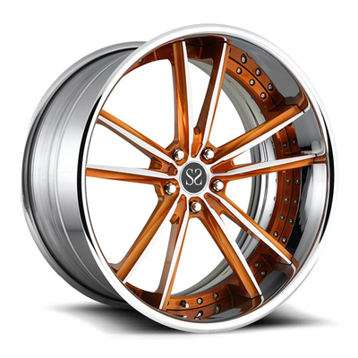 23cm 2 Piece Forged Wheels Orange Center Spoke Dipoles Barrel Lip Rims