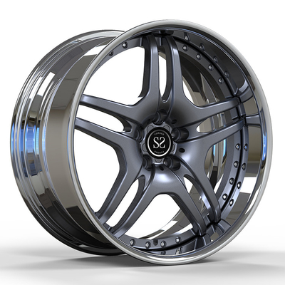 Meceredes Benze S600 Aluminium Alloy Rims 22 2-PC 6061-T6 Grey Face Polished Barrels