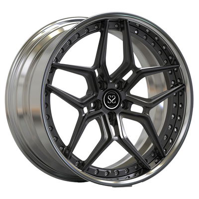 21 inch 2 Piece Forged Wheels Aluminium Dipoles Bibir Jari-jari Abu-abu Gelap untuk Pelek Mobil Audi RS6