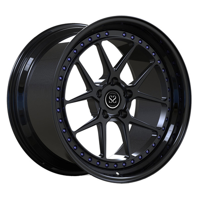 Staggered Black Face Lip 2 PC Forged Wheels 19inch Untuk Pelek Mobil Mewah Toyota Supra