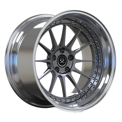 Dipoles Lip Forged Rims 2 Piece PC Deep Dish Untuk Audi S3 Gun Metal Spokes Wheels