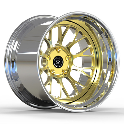 Deep Dish Gold 2 Sepotong Roda Tempa Roda Dipoles Offset Negatif Pelek Porsche Gt4 19X12j