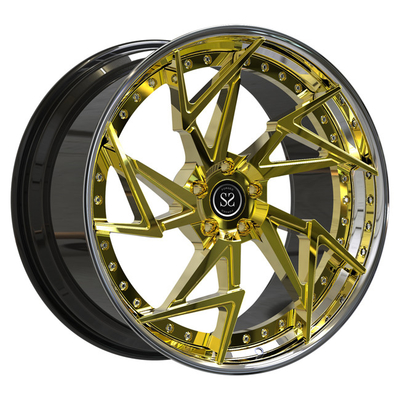 19x8.5 19x11 2 Piece Rims Wheels Terhuyung-huyung Ditempa Audi R8 Emas Dipoles