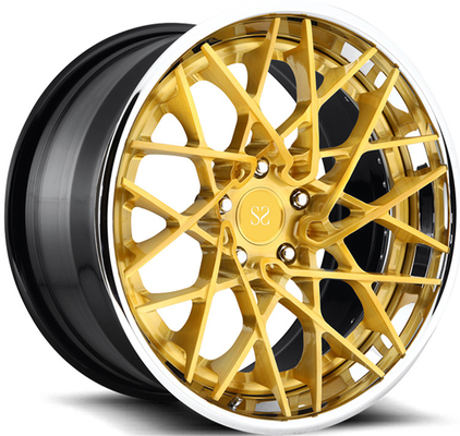 F12 Berlinetta 3PC Forged Aluminium Alloy Rims Polished Lip 21x9.5 22x12.5 Gold Face