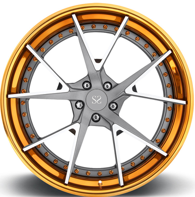 Hyper Silver 2 Piece Velg Mobil Paduan Tempa Untuk X5 / X6 Warna Disesuaikan 21 Inci