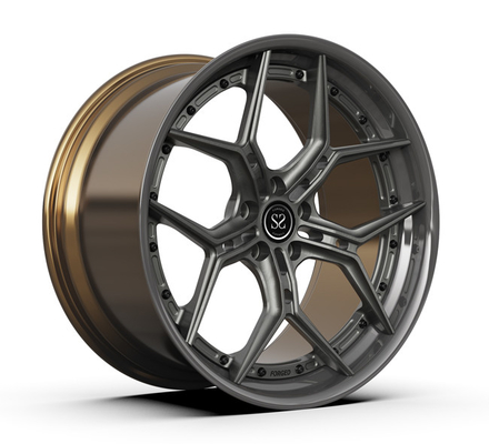 5X112 2 Piece Forged Wheels Center Brushed Metal Polished Bronze BMW X6 M Rims 20 Inch