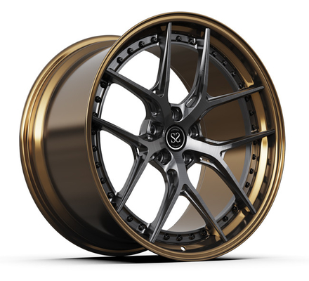 Polished 2pc Kerangka roda palsu Untuk BMW Audi Porsche Bronze Spoke 18 inci 5x112 paduan