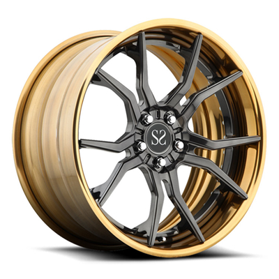 5x112 5x120 5x130 2 Piece Golden Rims Black Forged Alloy 18 19 Untuk Porsche BMW Audi Benz