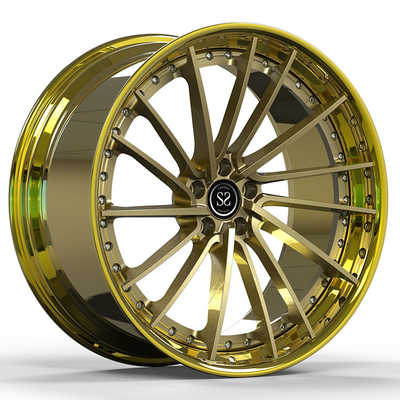 Jaguar F-Type R Aftermarket 2 Piece Wheels 22inch Customized Gold Polished