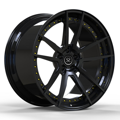 Staggered 20 21 Inch 2 Piece Wheels Gloss Hitam Untuk BMW 740 Le