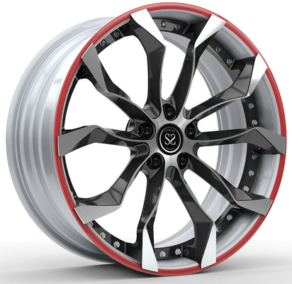 19x8.5ET9 /19x10 ET19 Gloss Hitam Windows Wajah Putih Dan Cincin Merah Untuk 2001 E39 M5