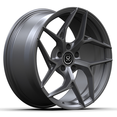 Tesla Model S Plaid Custom 1-PC Forked Rim Staggered 21x10 dan 22x11 Satin Gunmetal