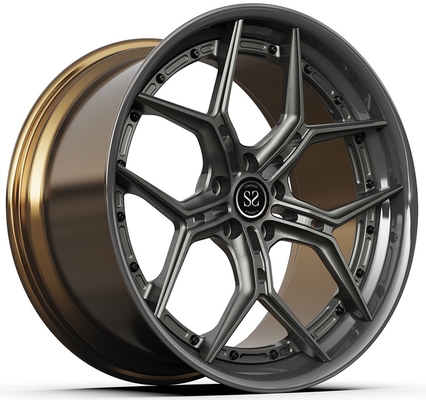Velg 20x9 ET35/20x10 ET40/5x112/66.6 Abu-abu Disc Dan Satin Bronze Barrel 2-PC Velg Mobil Mewah Untuk Mobil Universal