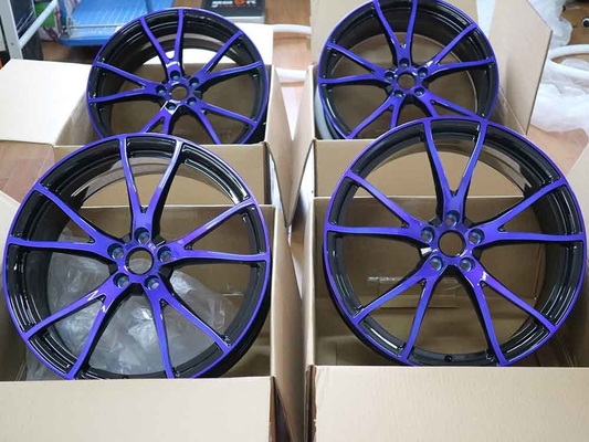 22x10.5 Custom Hitam dan Biru 1-PC Rims Dipalsukan untuk Audi RS4