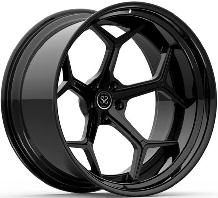 Roda Tempa 2 Bagian Hitam Gloss Kustom PCD 6061 T6 Pelek Tempa Paduan Aluminium