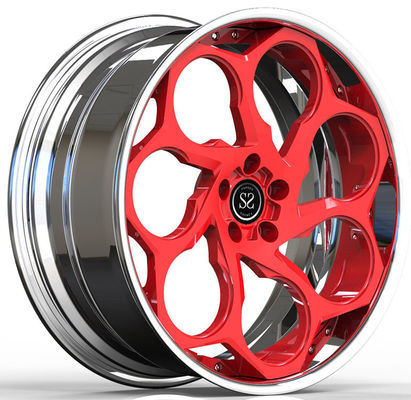 Toyota Majesty 20x9 and 20x10 Red and Polished Custom 2-PC Forged Wheels