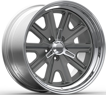 18x7.0 and18x9.5 Polished Lip and Grey Disc 3 Piece Forged Wheels for Mustang.