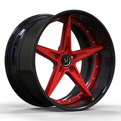 Velg Tempa 2 Potong Merah dan Hitam Glossy 19x8.5 untuk BMW M3